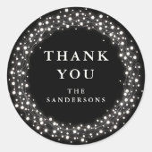 Zwart bedankt voor de prettige kerst ronde sticker (Voorkant)