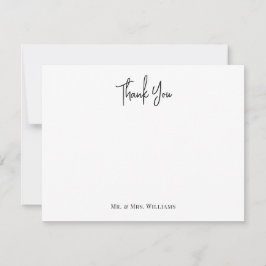 Zwart bedankt voor het klassieke minimalistische p notitiekaartje