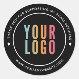 Zwart Bedankt voor het ondersteunen van mijn klein Ronde Sticker