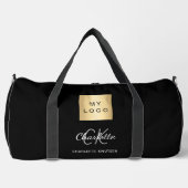 Zwart bedrijf logo naam monogram plunjezak (Voorkant)