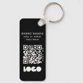 Zwart Bedrijf Logo & QR-Code, Bedrijf Horizontaal Sleutelhanger (Achterkant)