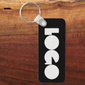 Zwart Bedrijf Logo & QR-Code, Bedrijf Horizontaal Sleutelhanger (Voorkant)