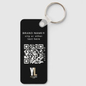 Zwart Bedrijf Logo & QR-Code, Verticaal Bedrijf Sleutelhanger (Achterkant)