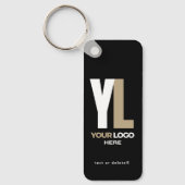 Zwart Bedrijf Logo & QR-Code, Verticaal Bedrijf Sleutelhanger (Voorkant)