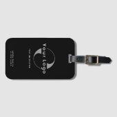 Zwart Bedrijf logo Zakelijk merk Lederen band Bagagelabel (Voorkant (horizontaal))