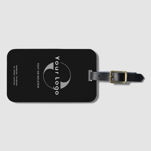 Zwart Bedrijf logo Zakelijk merk Lederen band Bagagelabel (Voorkant (horizontaal))