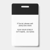 Zwart Bedrijf Werknemer Foto ID Badge (Achterkant)