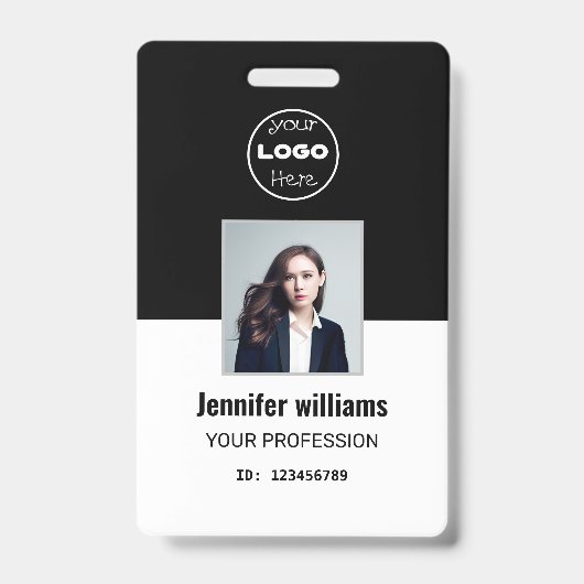 Zwart Bedrijf Werknemer Foto ID Badge (Voorzijde)