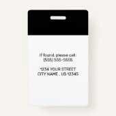 Zwart Bedrijf Werknemer Foto ID Badge (Achterkant)