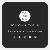 Zwart bedrijfs Logo sociale media verpakkingslabel Vierkante Sticker (Voorkant)