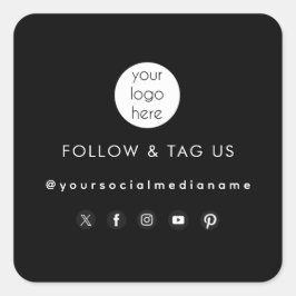 Zwart bedrijfs Logo sociale media verpakkingslabel Vierkante Sticker