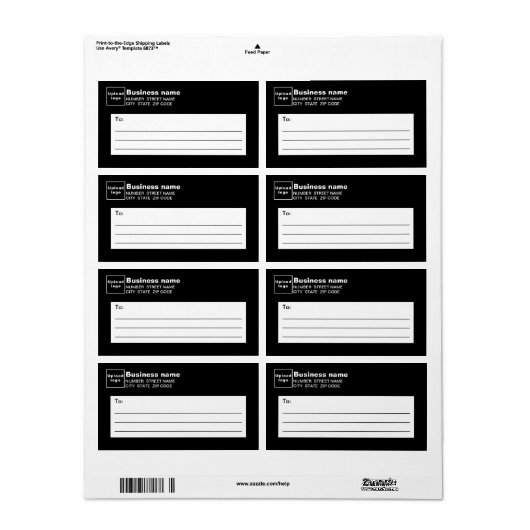 Zwart bedrijfs Verzendlabel (Full Sheet)
