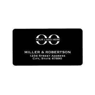 Zwart bedrijfsadres Logo Etiket