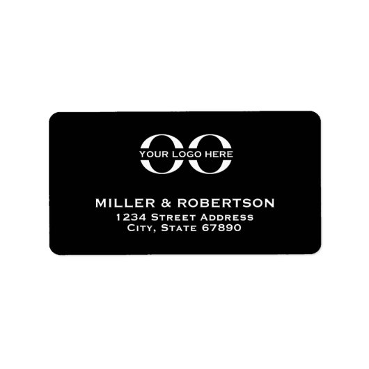 Zwart bedrijfsadres Logo Etiket (Voorkant)