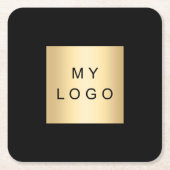 Zwart bedrijfslogo kartonnen onderzetters (Voorkant)