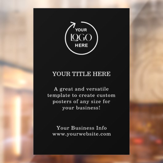 Zwart bedrijfslogo | Moderne minimale promotie Raamsticker (Vel 2)