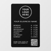 Zwart bedrijfslogo openingsuren QR-code Raamsticker (Vel)