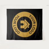 Zwart bedrijfslogo voor zakelijke evenementen wandkleed (Voorkant (horizontaal))