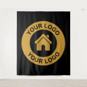 Zwart bedrijfslogo voor zakelijke evenementen wandkleed (Voorkant)