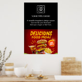 Zwart bedrijfslogoposter | Aangepast bedrijf  Poster (Keuken)