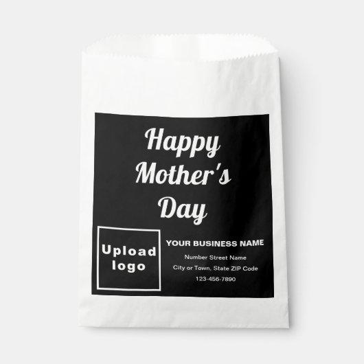 Zwart bedrijfsmerk met moederdaggroet bedankzakje (Voorkant)
