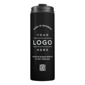 Zwart bedrijfsnaamlogo QR-code Thermosbeker (Voorkant)