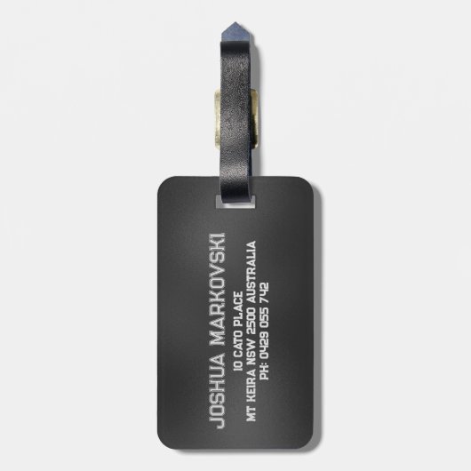 Zwart beeld achtergrond masculine ontwerp 2 bagagelabel (Achterkant verticaal)