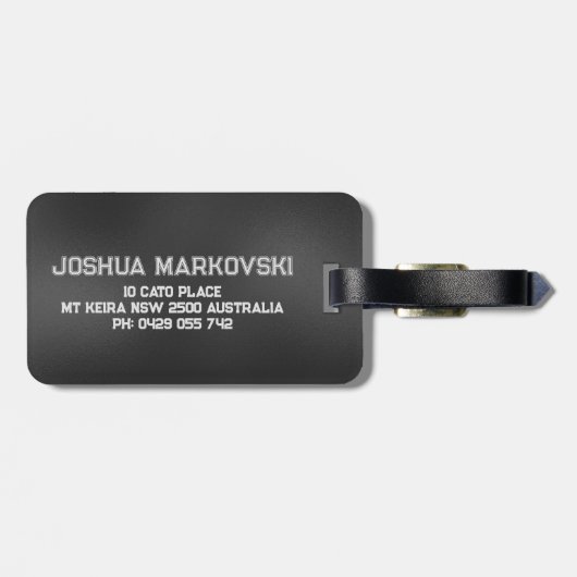 Zwart beeld achtergrond masculine ontwerp 2 bagagelabel (Achterkant horizontaal)