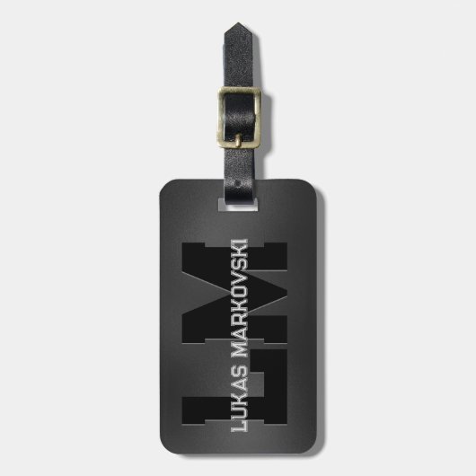 Zwart beeld achtergrond masculine ontwerp bagagelabel (Voorkant verticaal)