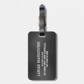 Zwart beeld achtergrond masculine ontwerp bagagelabel (Achterkant verticaal)