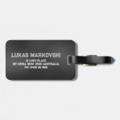 Zwart beeld achtergrond masculine ontwerp bagagelabel (Achterkant horizontaal)