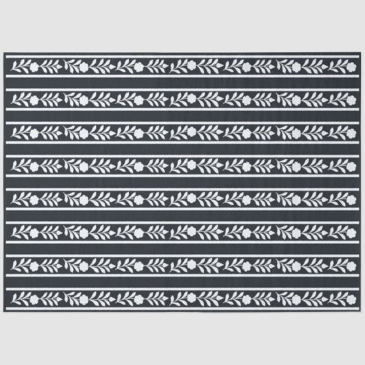 Zwart been ingelegd bloemenrand decoupagepapier tissuepapier (Voorkant)