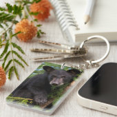 Zwart Beer afspelen in bomen Sleutelhanger (Voorkant Rechts)