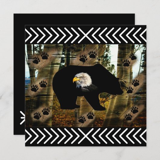 Zwart Beer Bald Eagle Beer Schilder Drukt Wilderhe Aankondiging (Voorkant / Achterkant)