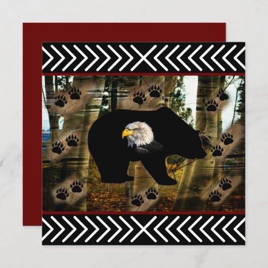 Zwart Beer Bald Eagle Beer Schilder Drukt Wilderhe Bedankkaart (Voorkant / Achterkant)