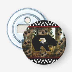 Zwart Beer Bald Eagle Beer Schilder Drukt Wilderhe Button Flesopener