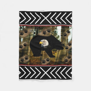 Zwart Beer Bald Eagle Beer Schilder Drukt Wilderhe Fleece Deken