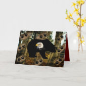 Zwart Beer Bald Eagle Beer Schilder Drukt Wilderhe Kaart (Gele Bloem)