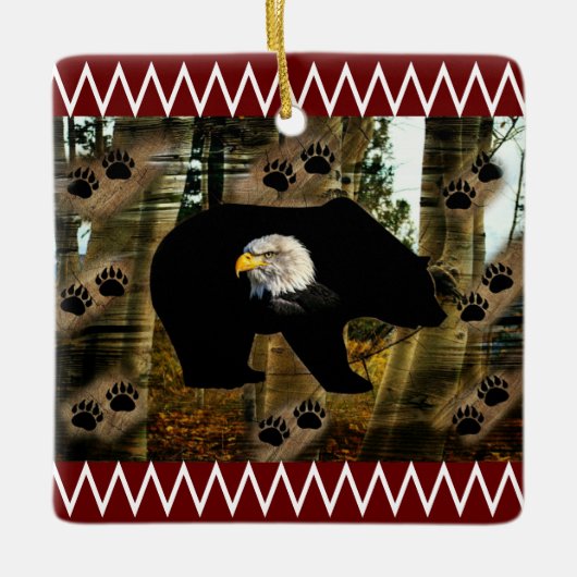 Zwart Beer Bald Eagle Beer Schilder Drukt Wilderhe Keramisch Ornament (Voorkant)