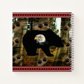 Zwart Beer Bald Eagle Beer Schilder Drukt Wilderhe Notitieboek (Achterkant)