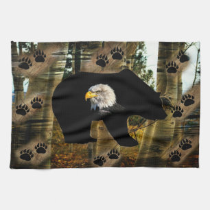 Zwart Beer Bald Eagle Beer Schilder Drukt Wilderhe Theedoek