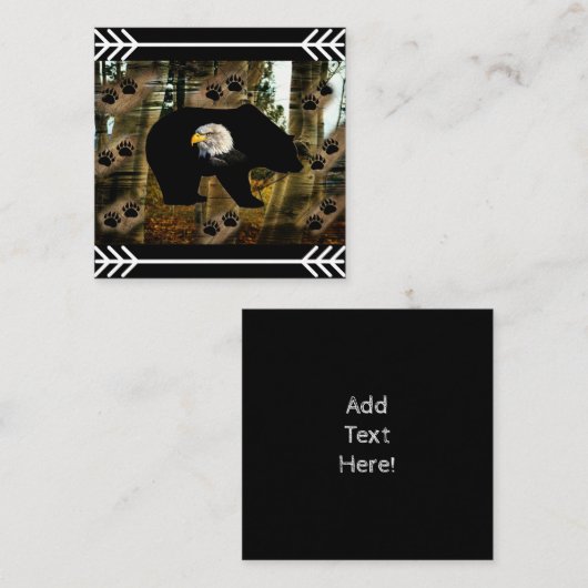 Zwart Beer Bald Eagle Beer Schilder Drukt Wilderhe Vierkante Visitekaartje (Voorkant / Achterkant)