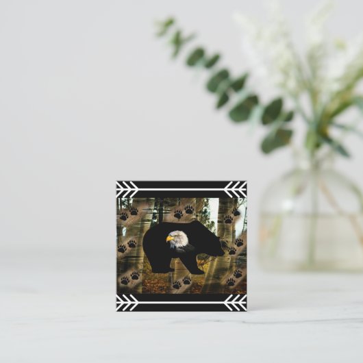 Zwart Beer Bald Eagle Beer Schilder Drukt Wilderhe Vierkante Visitekaartje (Staand voorkant)