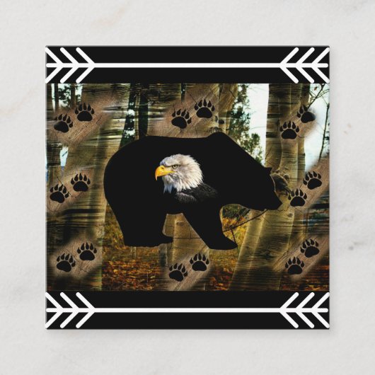 Zwart Beer Bald Eagle Beer Schilder Drukt Wilderhe Vierkante Visitekaartje (Voorkant)