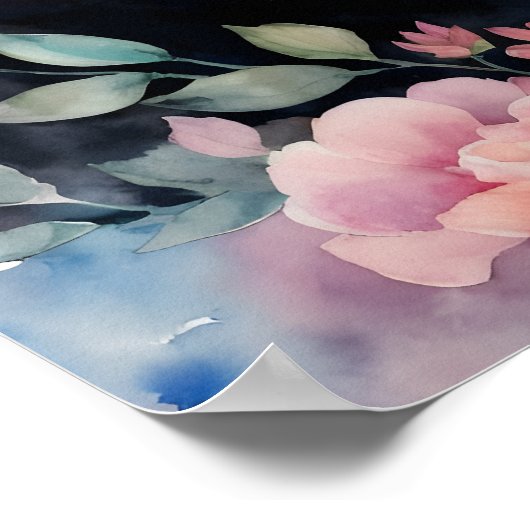 Zwart Beer Bloemen Waterverf Portret Poster (Hoek)