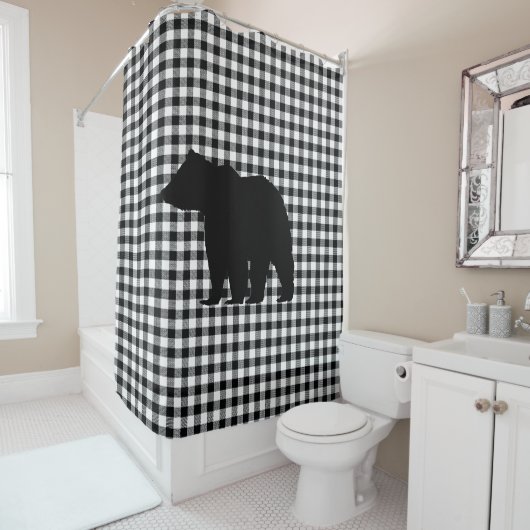 Zwart Beer Check Pattern Shower Curtain Douchegordijn (In situ)