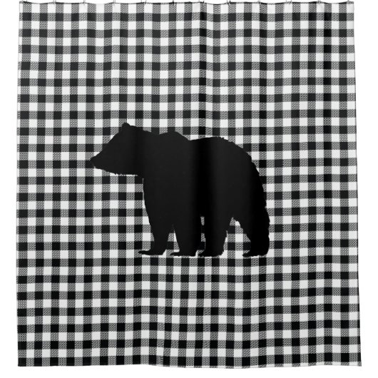Zwart Beer Check Pattern Shower Curtain Douchegordijn (Voorkant)