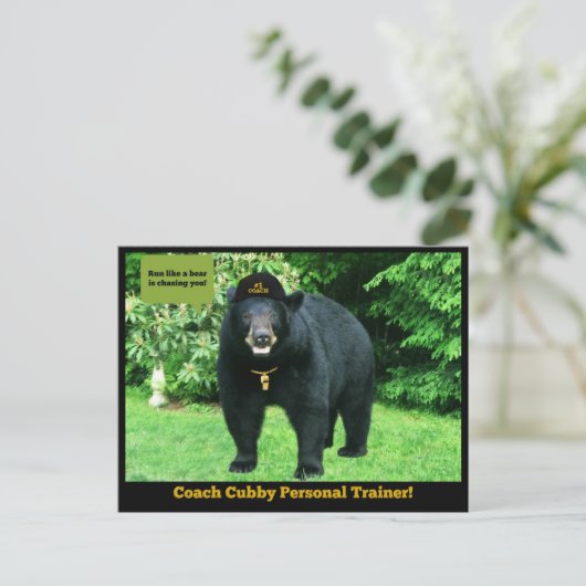 Zwart Beer - "Coach Cubby Personal Trainer!" Briefkaart (Staand voorkant)