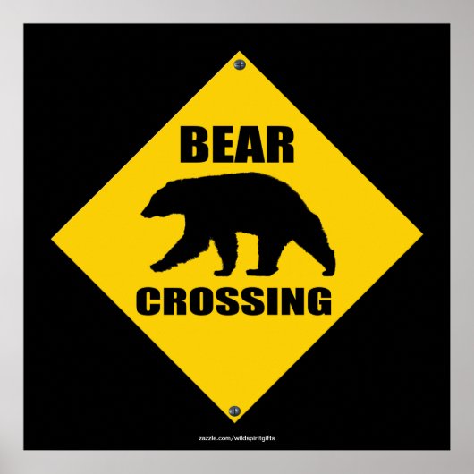 Zwart Beer CROSSING XING Road Sign Art poster (Voorkant)