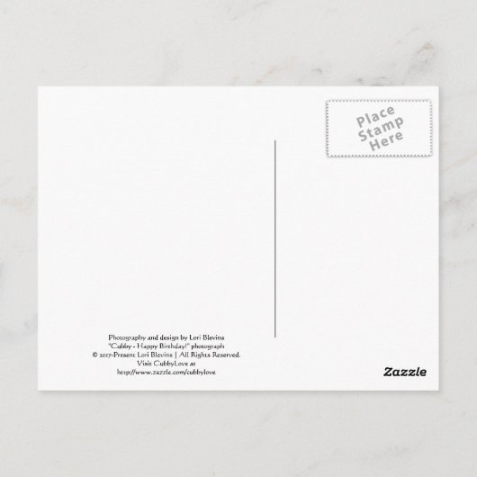 Zwart Beer - "Cubby - Happy Birthday!" Briefkaart (Achterkant)